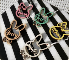 Load image into Gallery viewer, Bunny Name Tag - Hanger for Easter Basket - Customized Names
