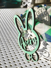 Load image into Gallery viewer, Bunny Name Tag - Hanger for Easter Basket - Customized Names
