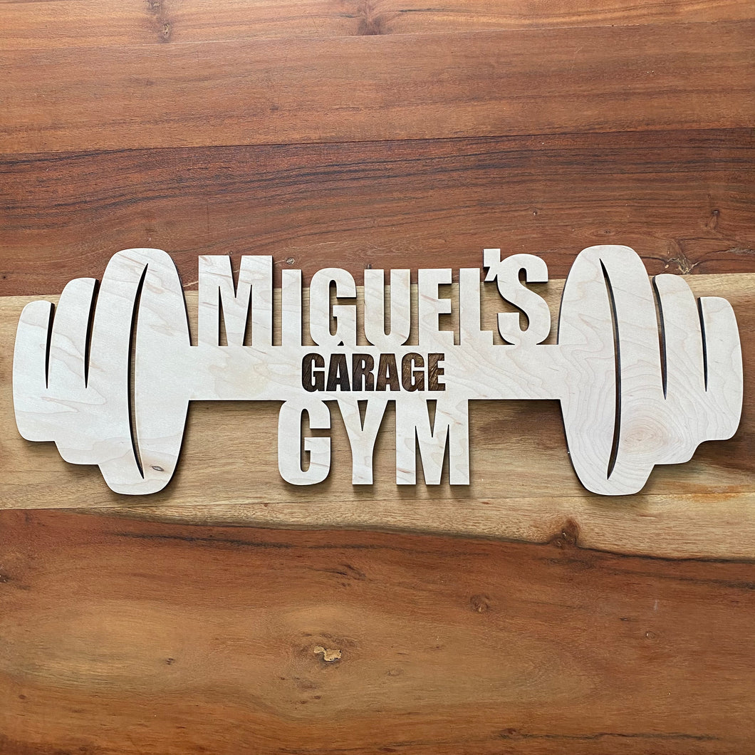 Customizable Garage Gym Sign Barbell