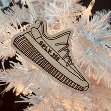 Load image into Gallery viewer, Yeezy 350 inspired Wooden Sneaker Ornament / Urban Xmas
