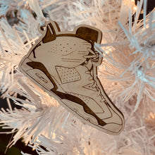 Load image into Gallery viewer, Air Jordan 6 inspired Wooden Sneaker Ornament

